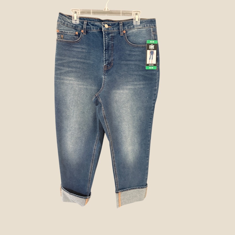 Frye Amari Wash High Rise Skinny Cuffed Jeans Womens 12/31 Medium Blue‎ New